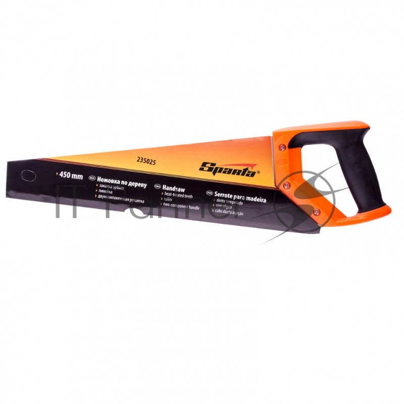 Ножовка по дереву, 450 мм, 7-8 TPI, зуб-2D, каленый зуб, линейка, двухкомпонентная рукоятка// Sparta