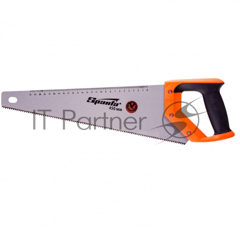Ножовка по дереву, 450 мм, 7-8 TPI, зуб-2D, каленый зуб, линейка, двухкомпонентная рукоятка// Sparta