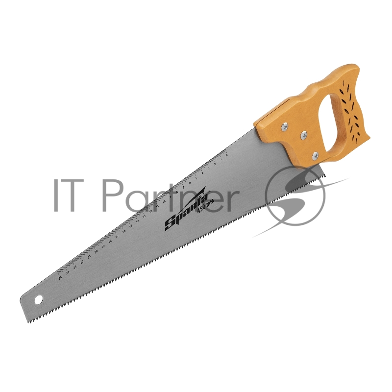 Ножовка по дереву, 450 мм, 7-8 ТРI, каленый зуб, линейка, деревянная рукоятка// Sparta
