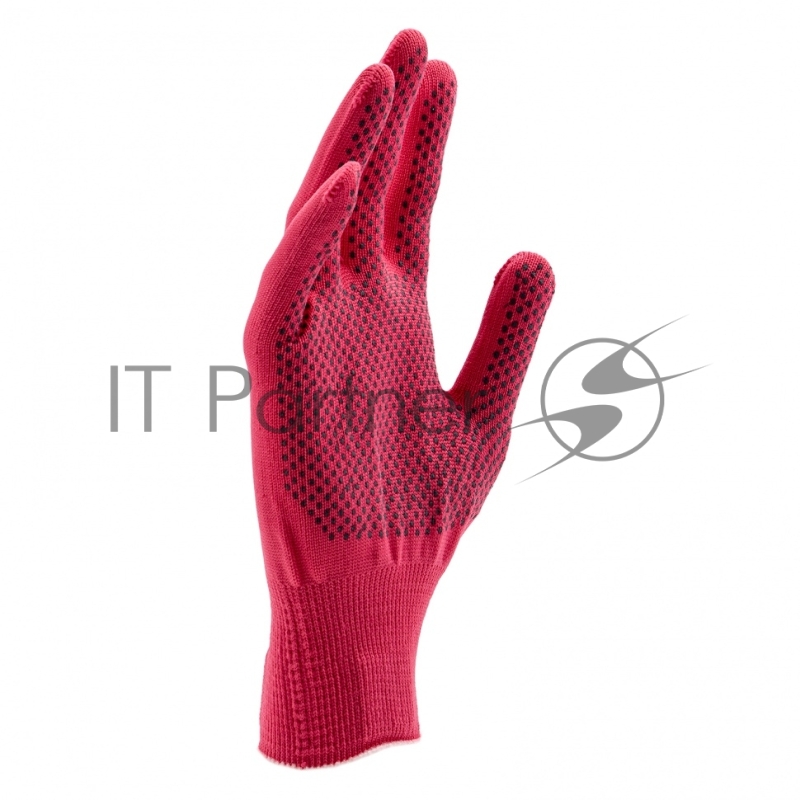 Перчатки из синтетической нити, ПВХ точка, 13 класс, цвет розовая фуксия, L// Россия