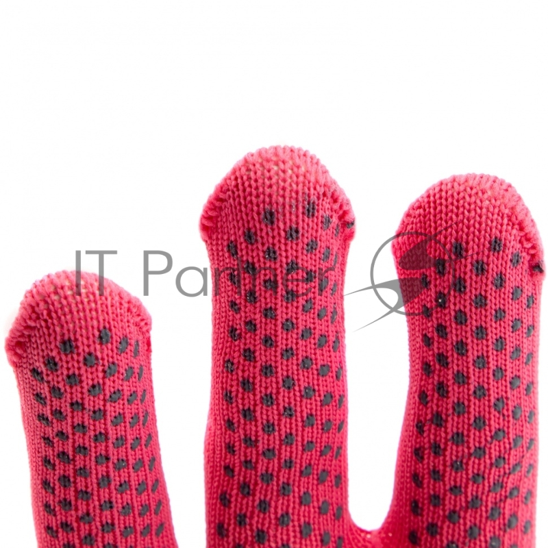 Перчатки из синтетической нити, ПВХ точка, 13 класс, цвет розовая фуксия, L// Россия