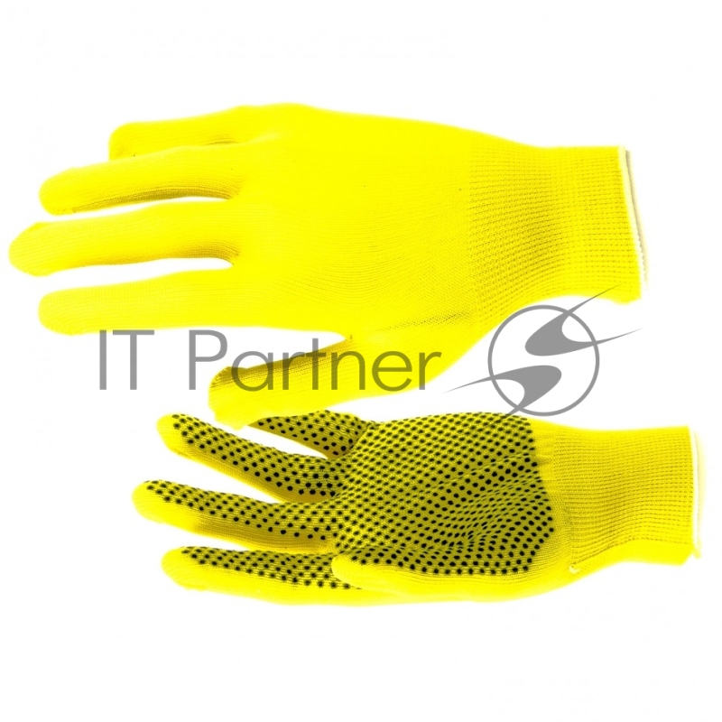 Перчатки из синтетической нити, ПВХ точка, 13 класс, цвет лимон, L// Россия