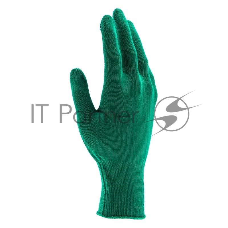 Перчатки из синтетической нити, ПВХ точка, 13 класс, цвет изумрудный, L// Россия
