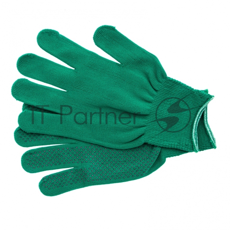 Перчатки из синтетической нити, ПВХ точка, 13 класс, цвет изумрудный, L// Россия