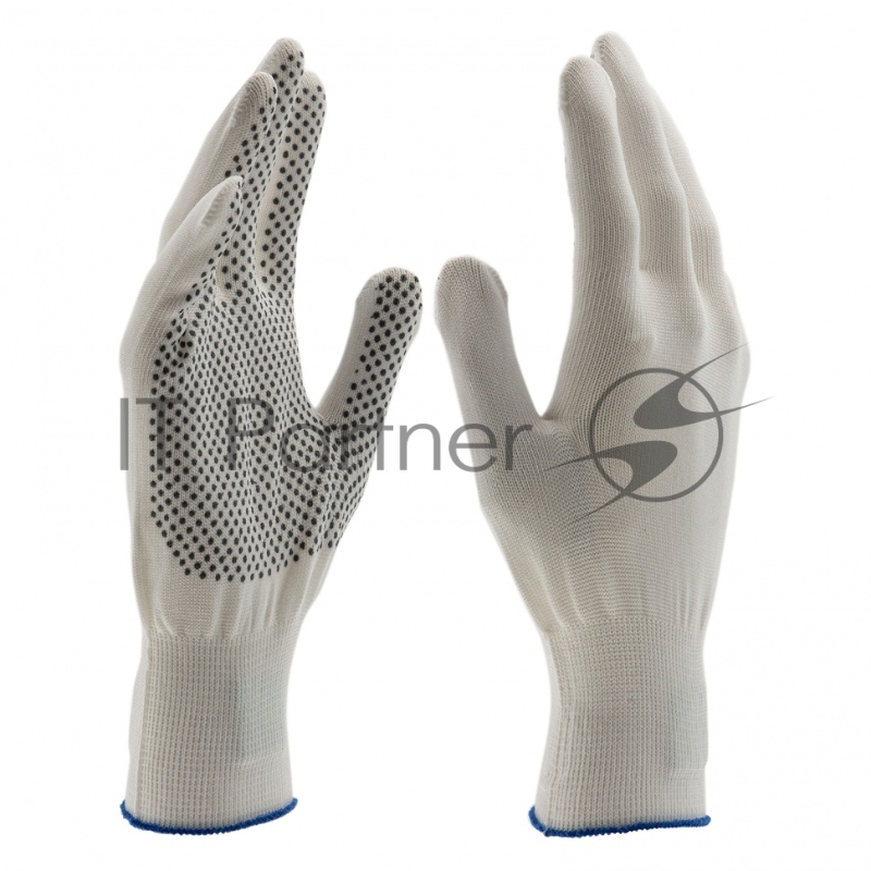 Перчатки из синтетической нити, ПВХ точка, 13 класс, белые, XL// Россия