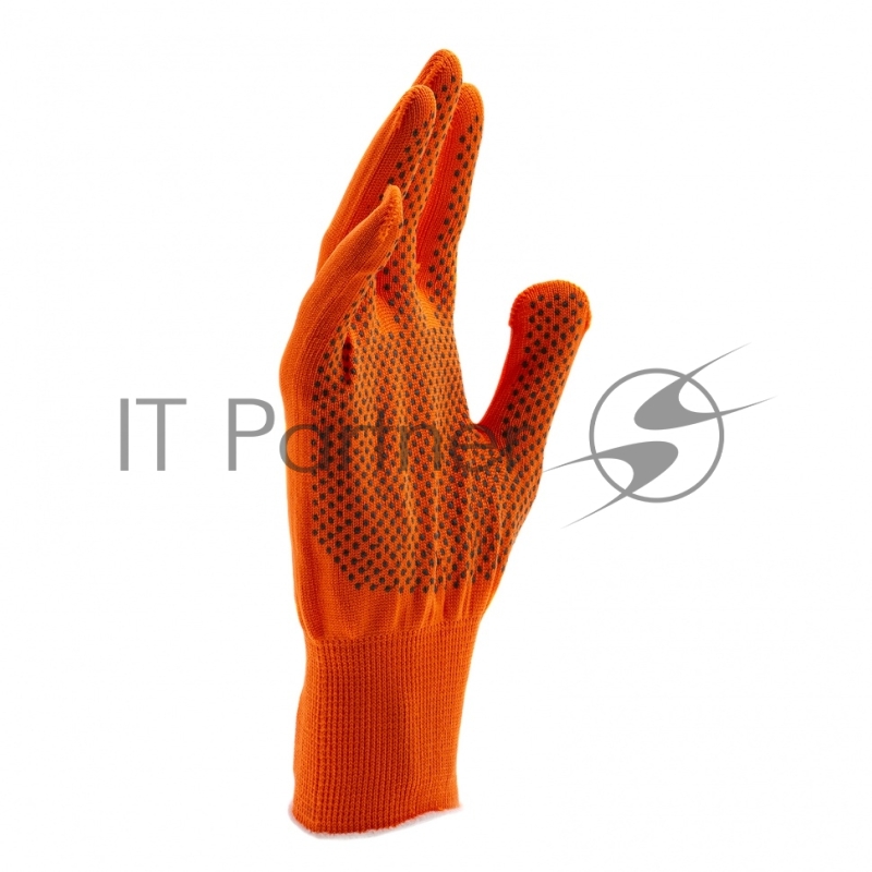 Перчатки из синтетической нити, ПВХ точка, 13 класс, оранжевые, XL// Россия