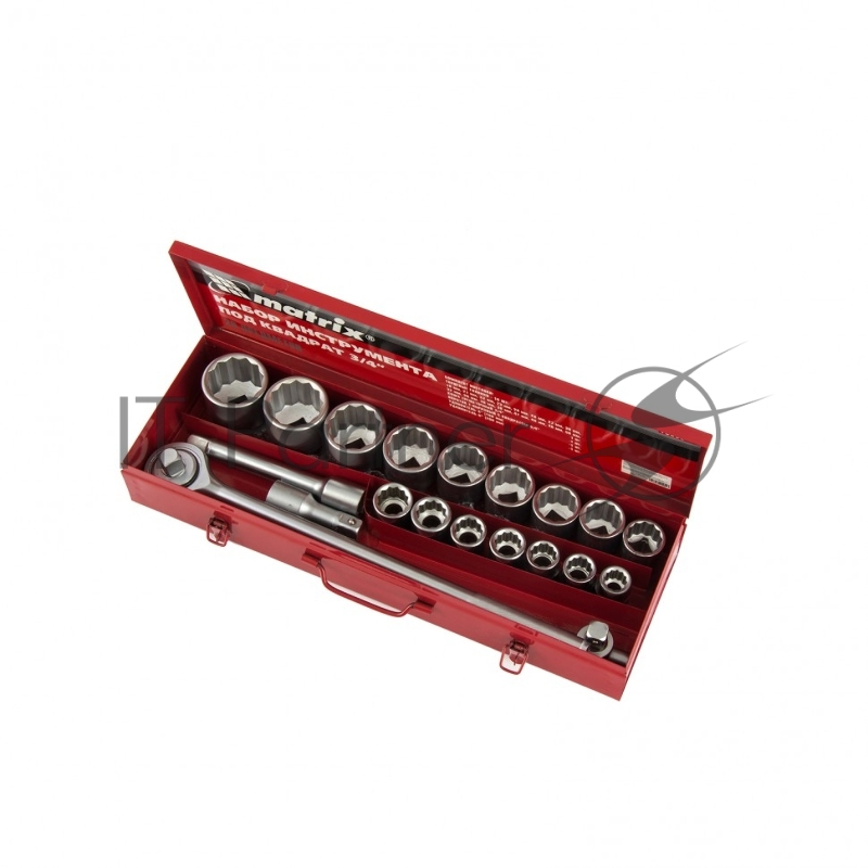Набор головок MATRIX 13536 квадрат 3/4 головки 19 х 50мм 20 предм. в метал. боксе