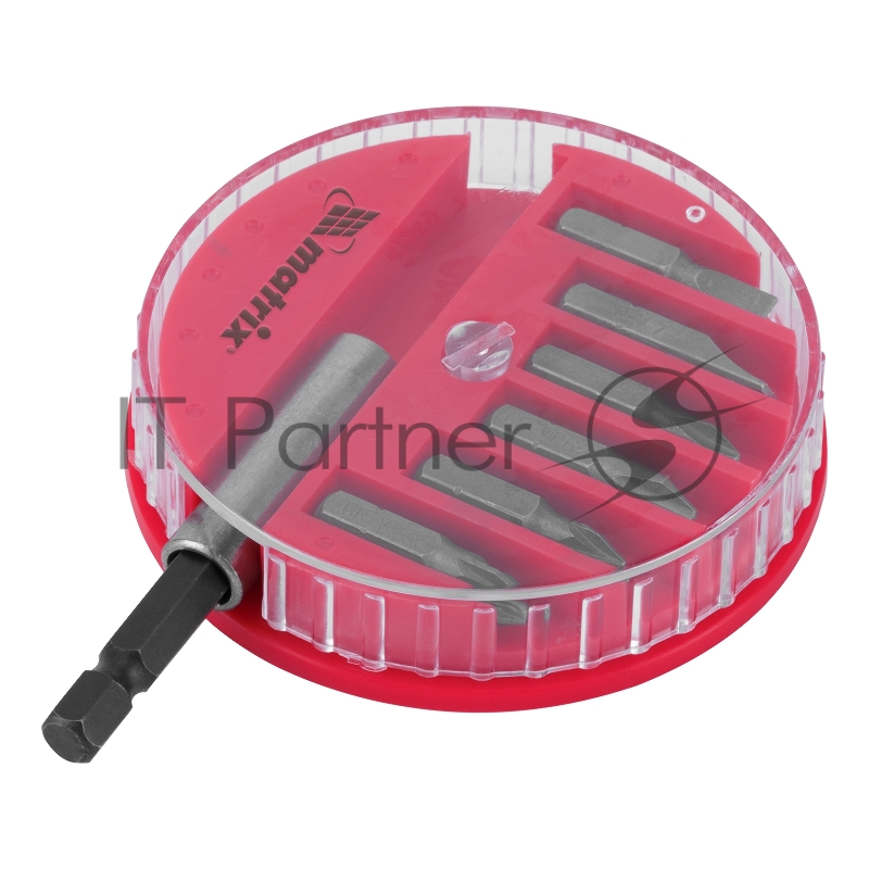 Набор бит, магнитный адаптер для бит, сталь 45Х, 7 предм., в пласт. закрытом боксе// Matrix