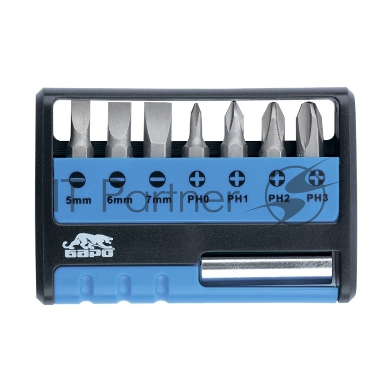 Набор бит с магнитным держателем, CrV, 8 шт.// Барс