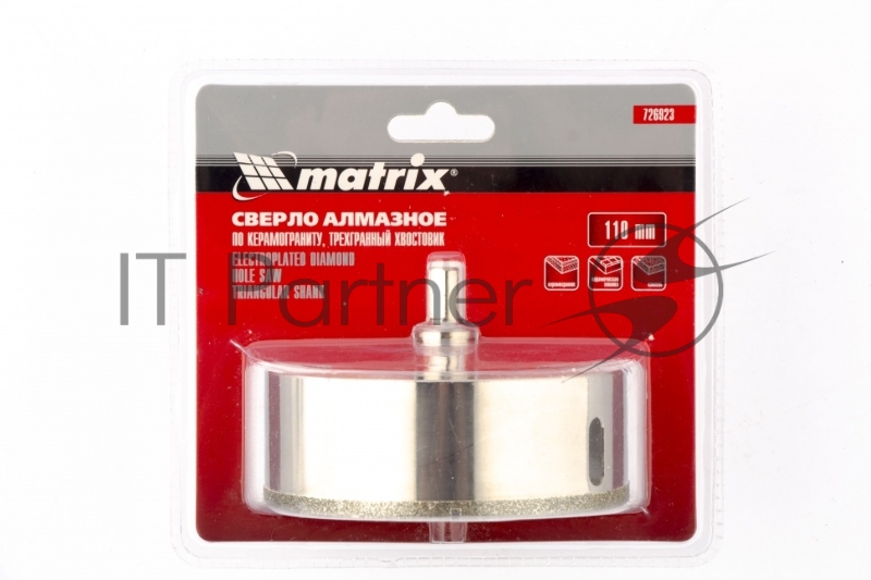 Сверло алмазное по керамограниту, 110 х 67 мм, 3-гранный хвостовик// Matrix