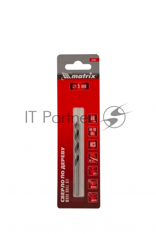 Сверло по дереву, 5 х 86 мм, цилиндрический хвостовик// Matrix