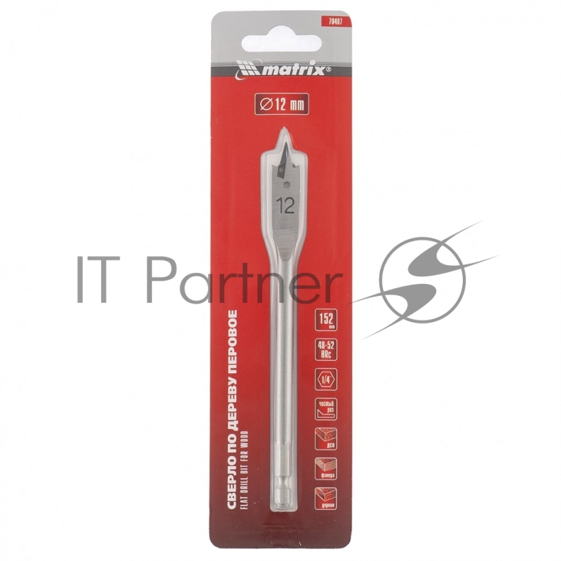 Сверло по дереву перовое, 12 мм 6-гранный хвостовик// Matrix