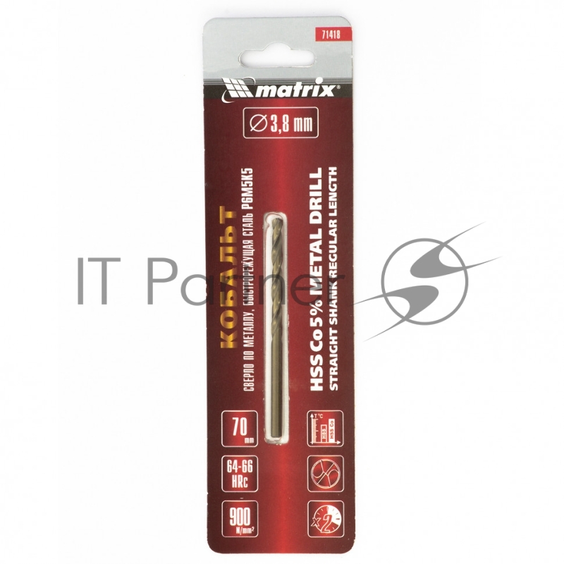 Сверло по металлу, 3,8 мм, HSS Co-5%// Matrix