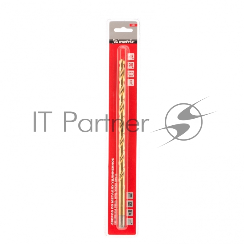 Сверло спиральное по металлу 12 x 300мм, HSS, нитридтитановое покрытие// Matrix