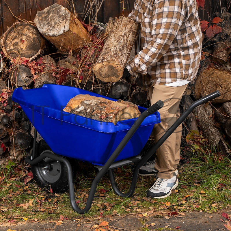 Тачка садово-строительная с пластиковым корытом, грузоподъемность 175 кг, объем 90 л// Сибртех
