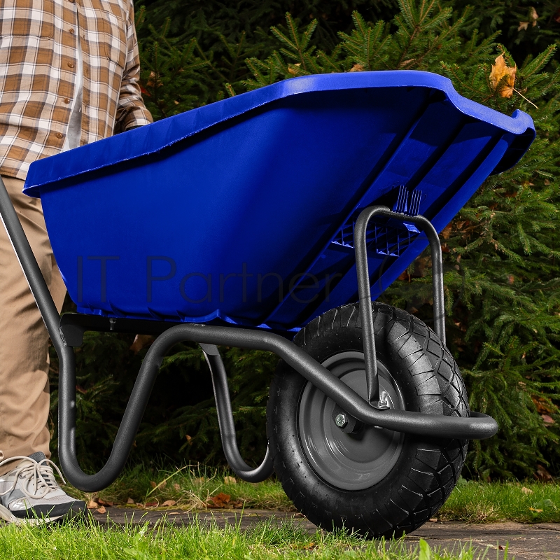 Тачка садово-строительная с пластиковым корытом, грузоподъемность 175 кг, объем 90 л// Сибртех