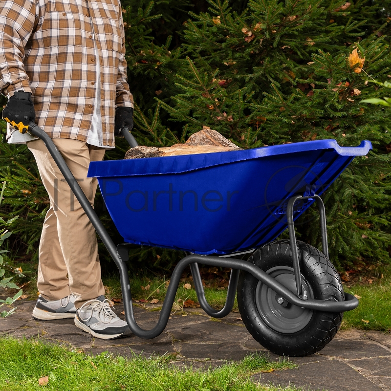 Тачка садово-строительная с пластиковым корытом, грузоподъемность 175 кг, объем 90 л// Сибртех