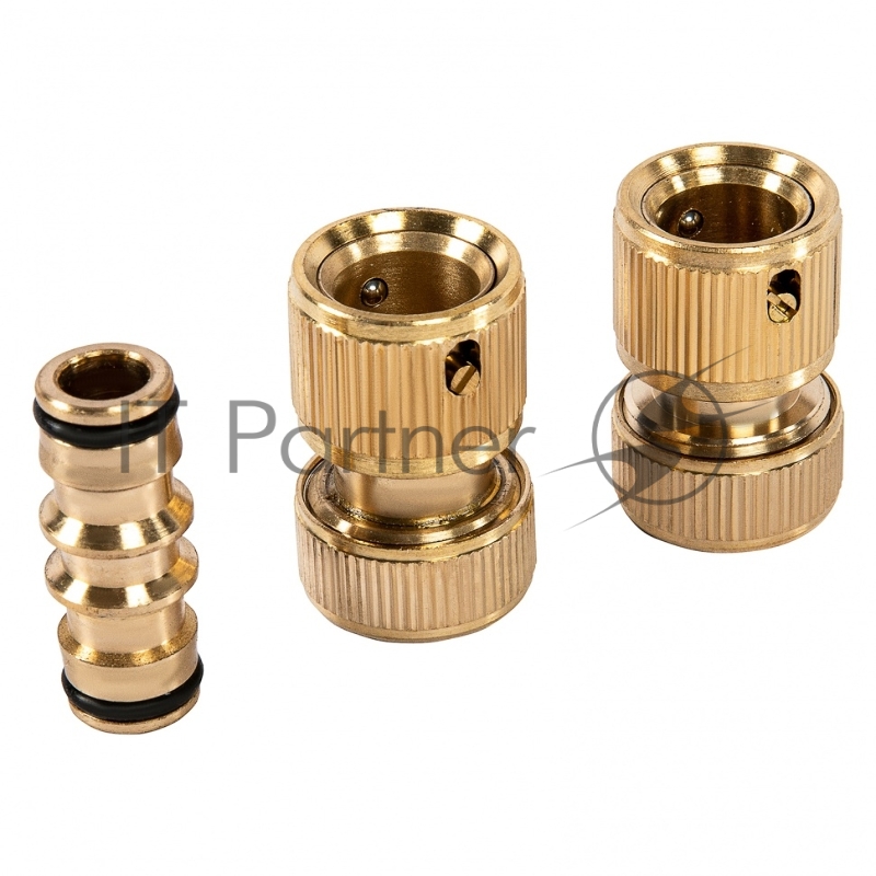 Набор для подключения шланга 1/2, (переходник, 2 соединит.аквастоп), латунный// Palisad