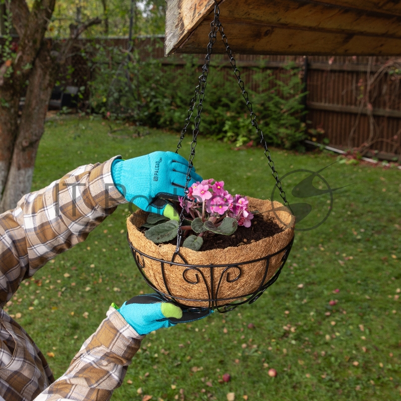 Кашпо подвесное с декором, с кокосовой корзиной, диаметр, 30 см// Palisad
