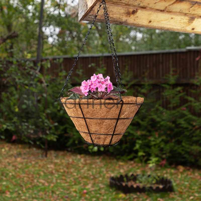 Кашпо подвесное с вкладышем из коковиты, конус, диаметр 30 см// Palisad