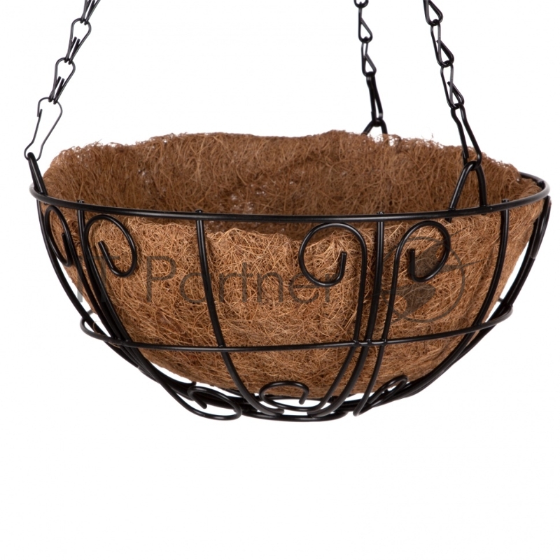 Кашпо подвесное с декором, с кокосовой корзиной, диаметр 25 см// Palisad