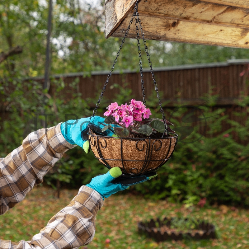 Кашпо подвесное с декором, с кокосовой корзиной, диаметр 25 см// Palisad