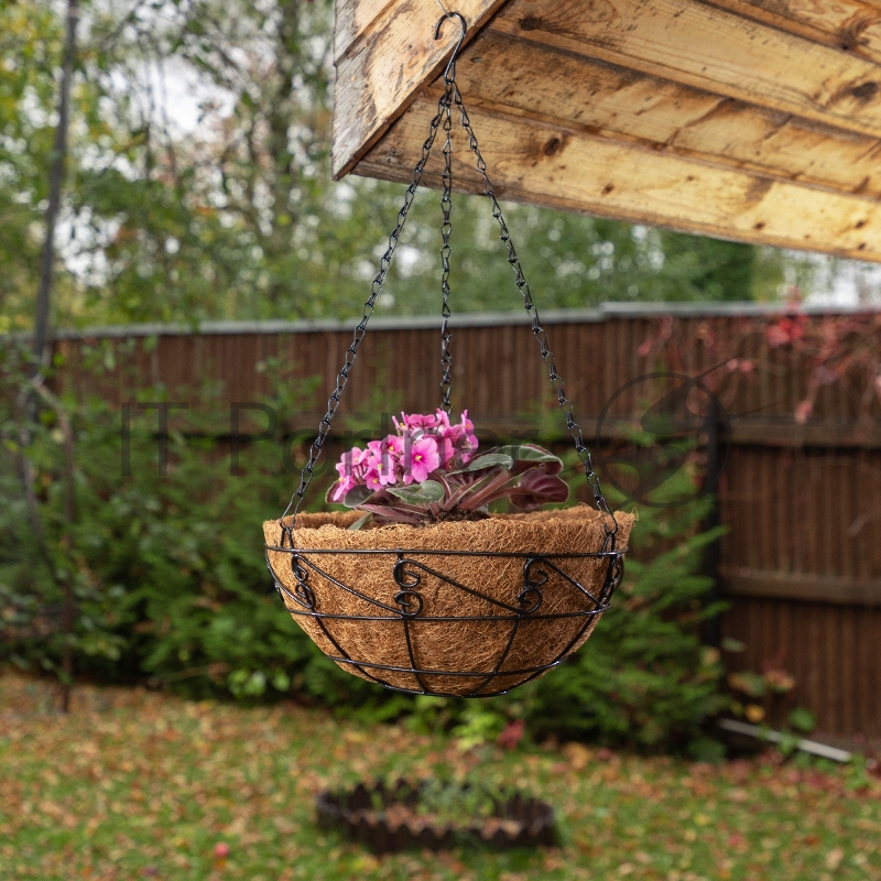 Кашпо подвесное с орнаментом, с кокосовой корзиной, диаметр 30 см// Palisad