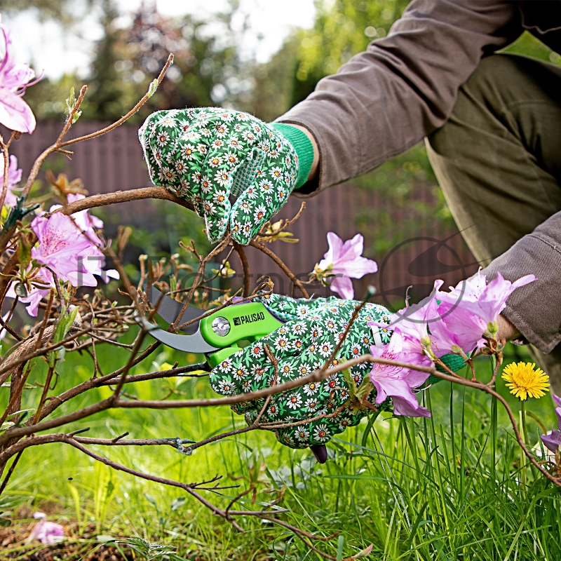 Перчатки садовые х/б ткань с ПВХ точкой, манжет, M// Palisad