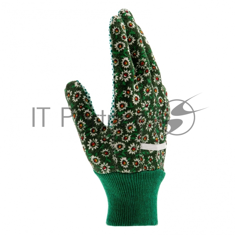 Перчатки садовые х/б ткань с ПВХ точкой, манжет, M// Palisad