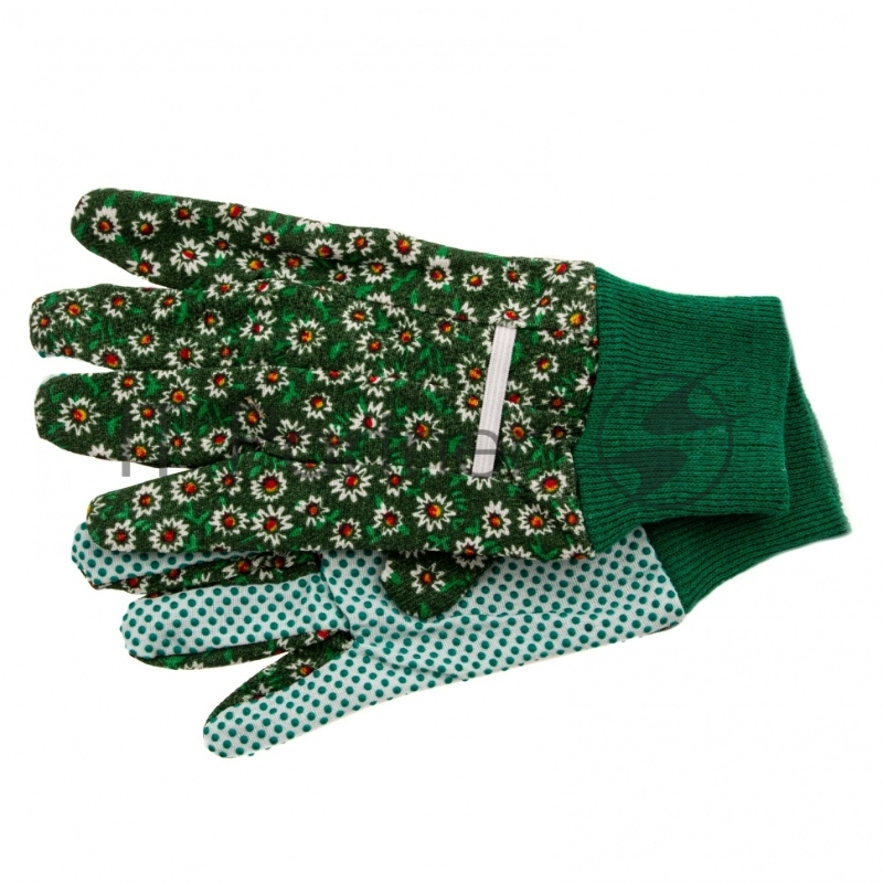 Перчатки садовые х/б ткань с ПВХ точкой, манжет, M// Palisad