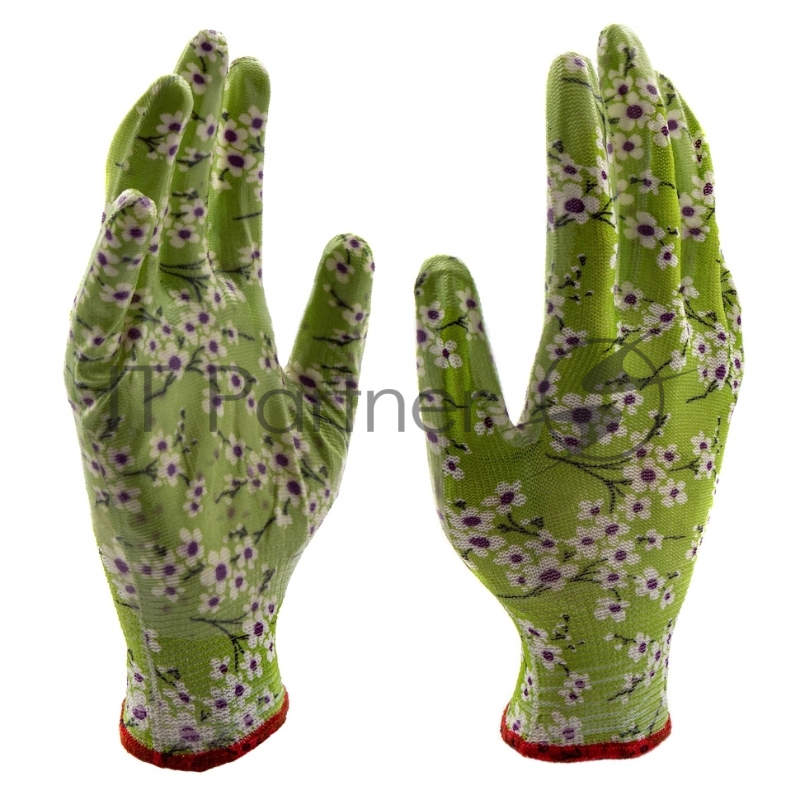 Перчатки садовые из полиэстера с нитрильным обливом, MIX цветов, M// Palisad