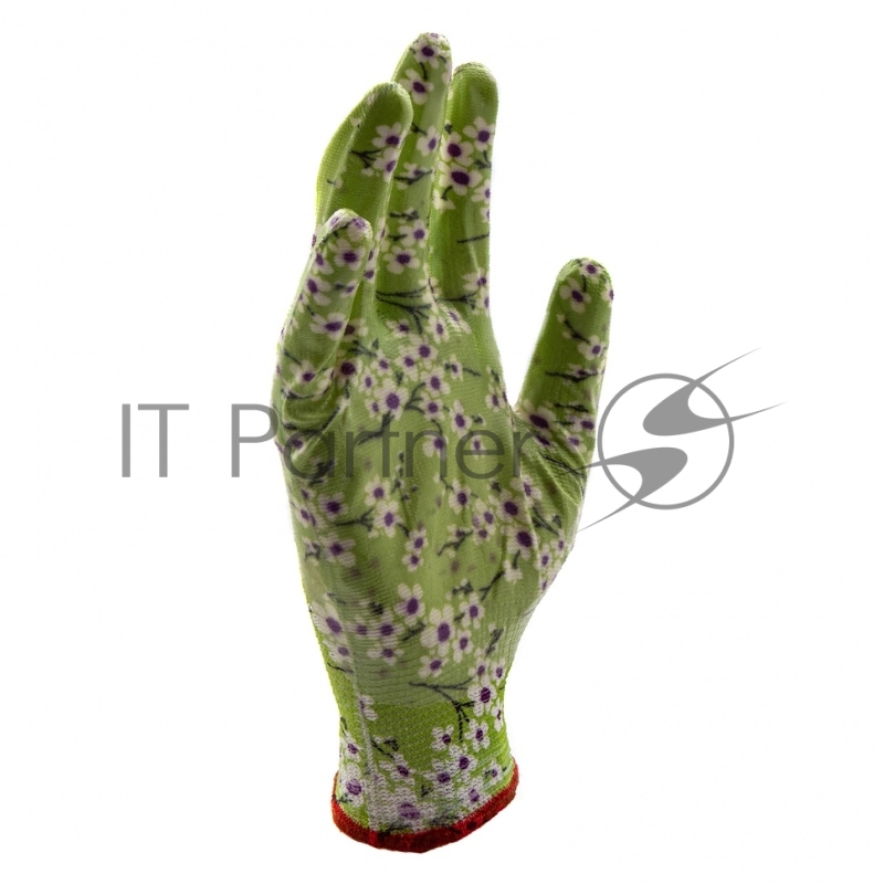 Перчатки садовые из полиэстера с нитрильным обливом, MIX цветов, M// Palisad