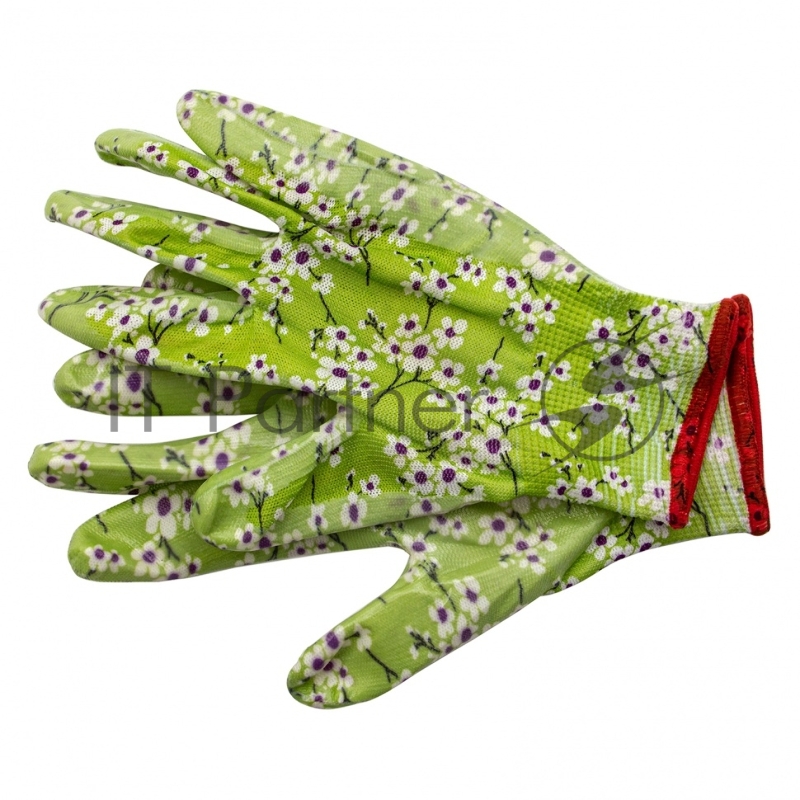 Перчатки садовые из полиэстера с нитрильным обливом, MIX цветов, M// Palisad