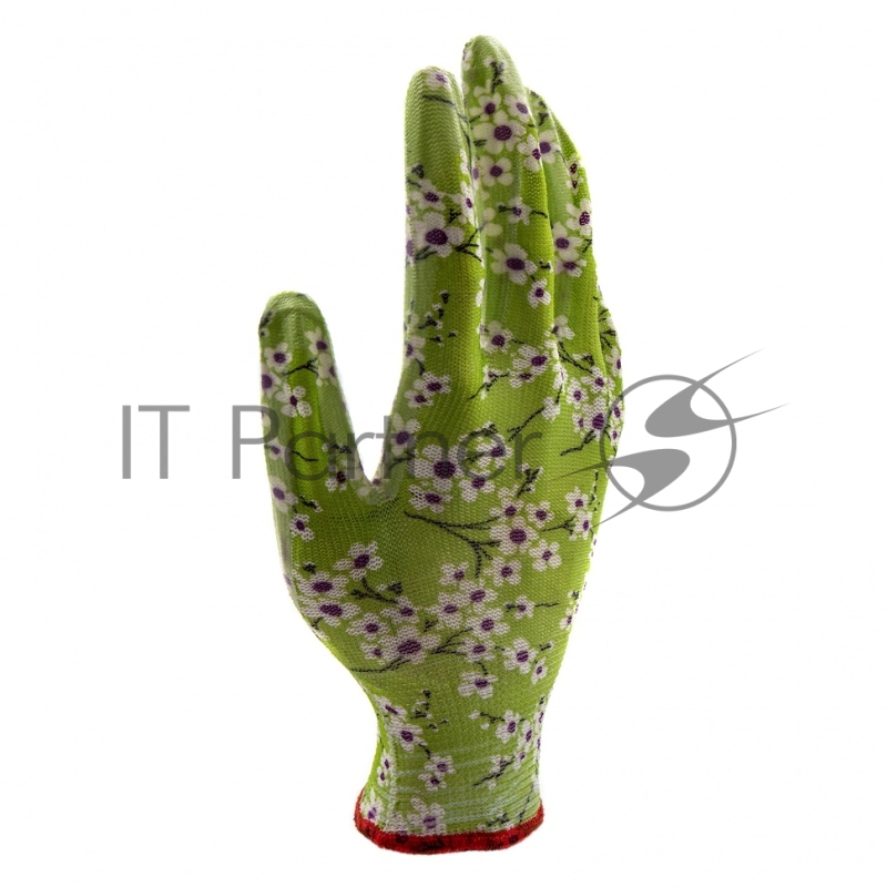 Перчатки садовые из полиэстера с нитрильным обливом, MIX цветов, M// Palisad