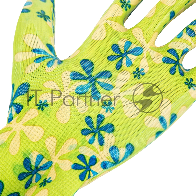 Перчатки садовые из полиэстера с нитрильным обливом, зеленые, L// Palisad