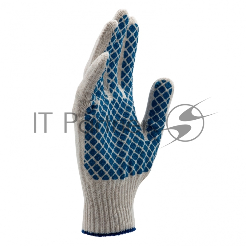 Перчатки трикотажные, ПВХ-покрытие Шахматный облив, 10 класс// Россия