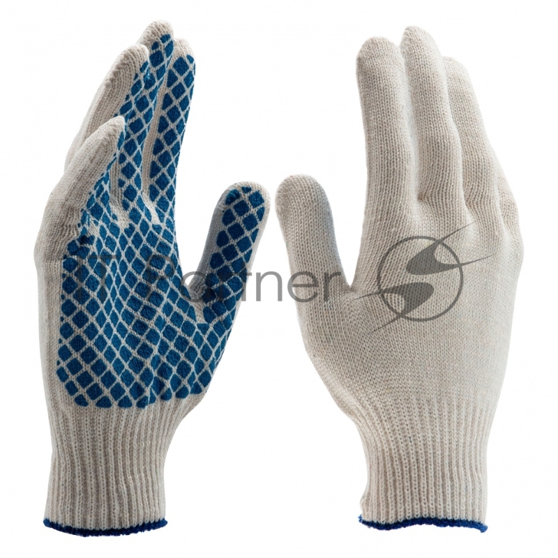 Перчатки трикотажные, ПВХ-покрытие Шахматный облив, 10 класс// Россия