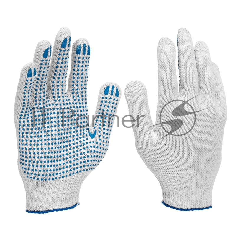 Перчатки трикотажные усиленные, с ПВХ точкой, 7 класс вязки// Россия