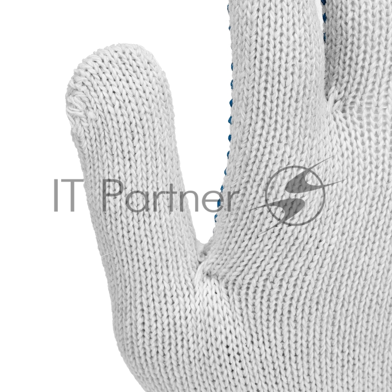 Перчатки трикотажные усиленные, с ПВХ точкой, 7 класс вязки// Россия