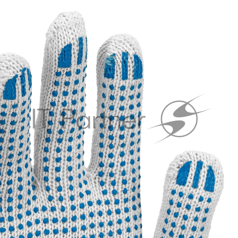 Перчатки трикотажные усиленные, с ПВХ точкой, 7 класс вязки// Россия