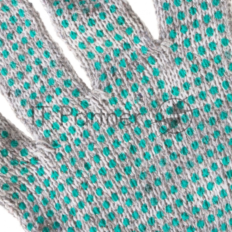 Перчатки трикотажные, с ПВХ точкой, меланж, 6 пар в упаковке, 7 класс// Россия