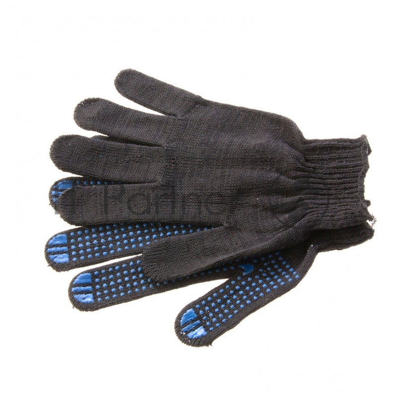 Перчатки трикотажные, с ПВХ точкой, 10 класс, черные// Россия