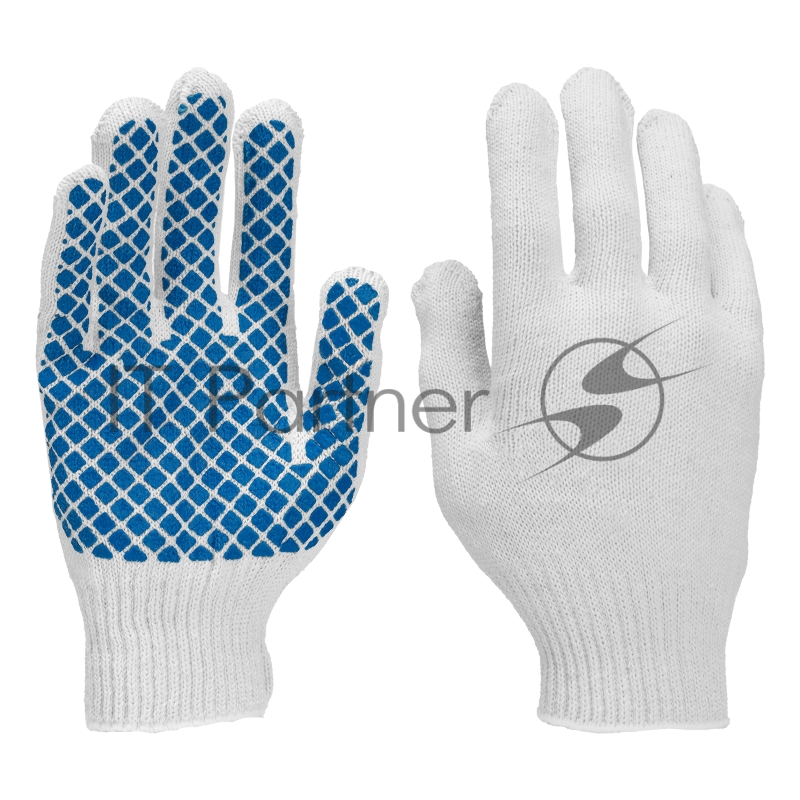 Перчатки трикотажные, ПВХ-покрытие Шахматный облив, 5 пар в упаковке, 10 класс// Россия