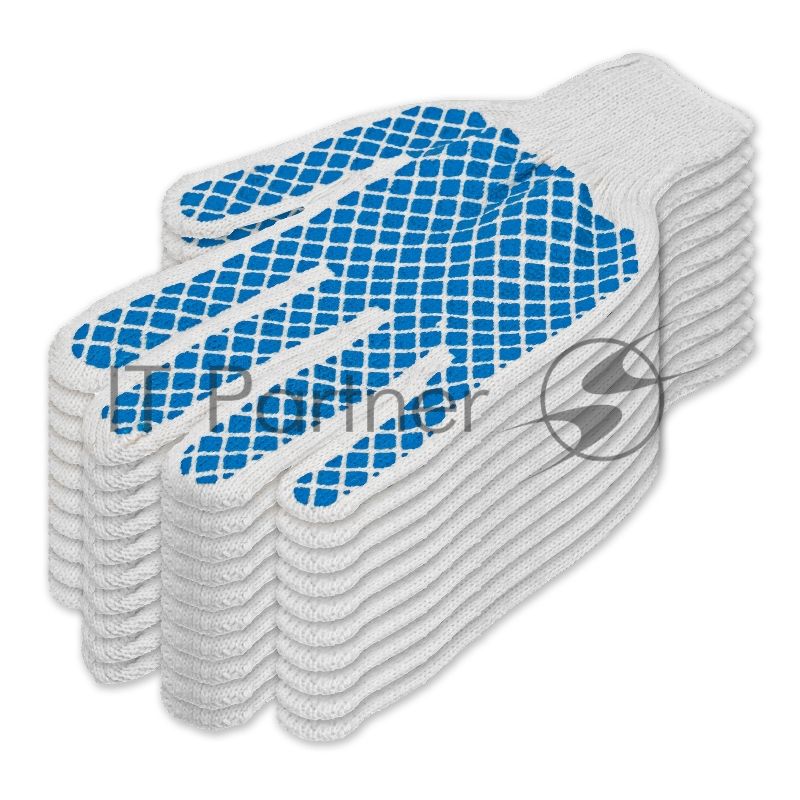 Перчатки трикотажные, ПВХ-покрытие Шахматный облив, 5 пар в упаковке, 10 класс// Россия