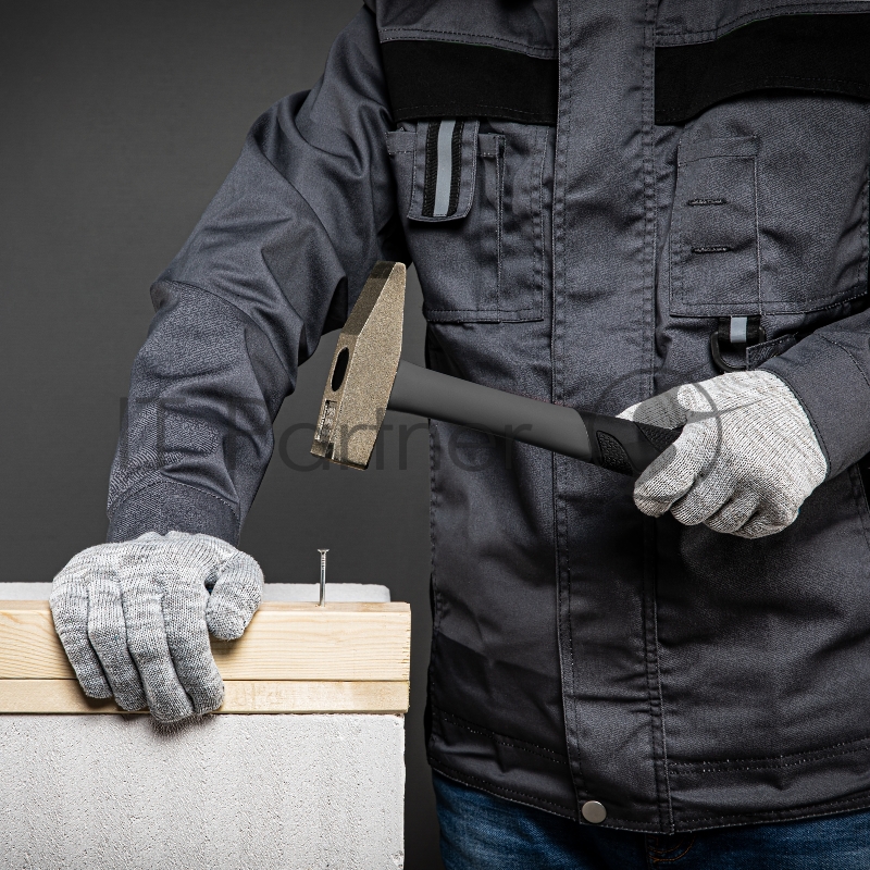 Перчатки трикотажные, с ПВХ точкой, серый меланж, 10 класс// Россия