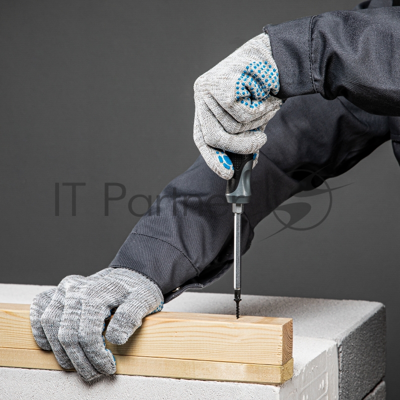 Перчатки трикотажные, с ПВХ точкой, серый меланж, 10 класс// Россия