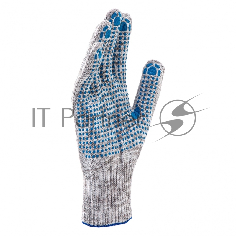 Перчатки трикотажные, с ПВХ точкой, серый меланж, 10 класс// Россия