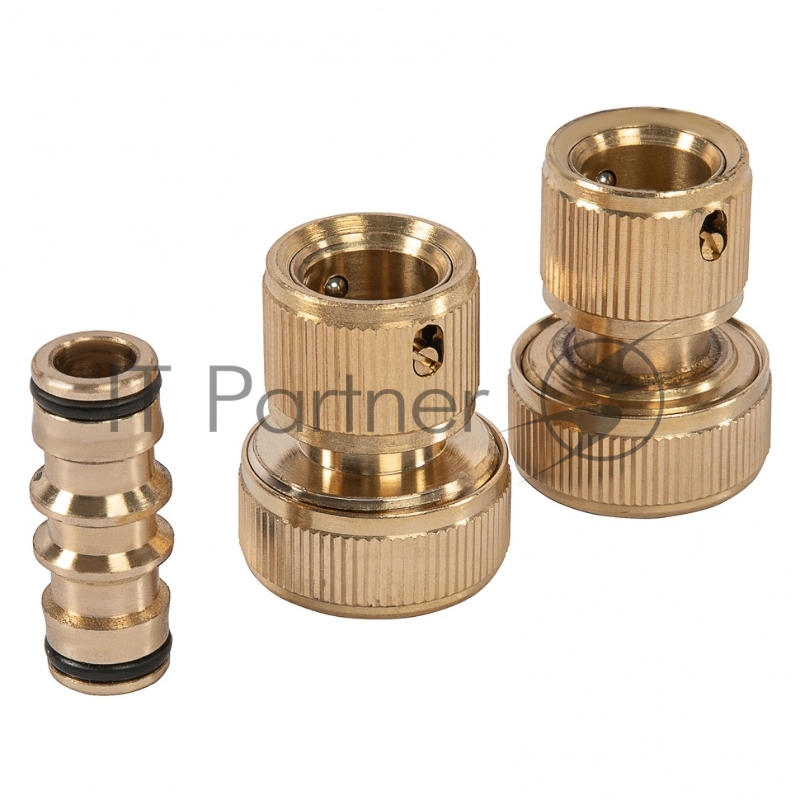 Набор для соединения шлангов 3/4, (переходник, 2 соединит.аквастоп), латунный// Palisad