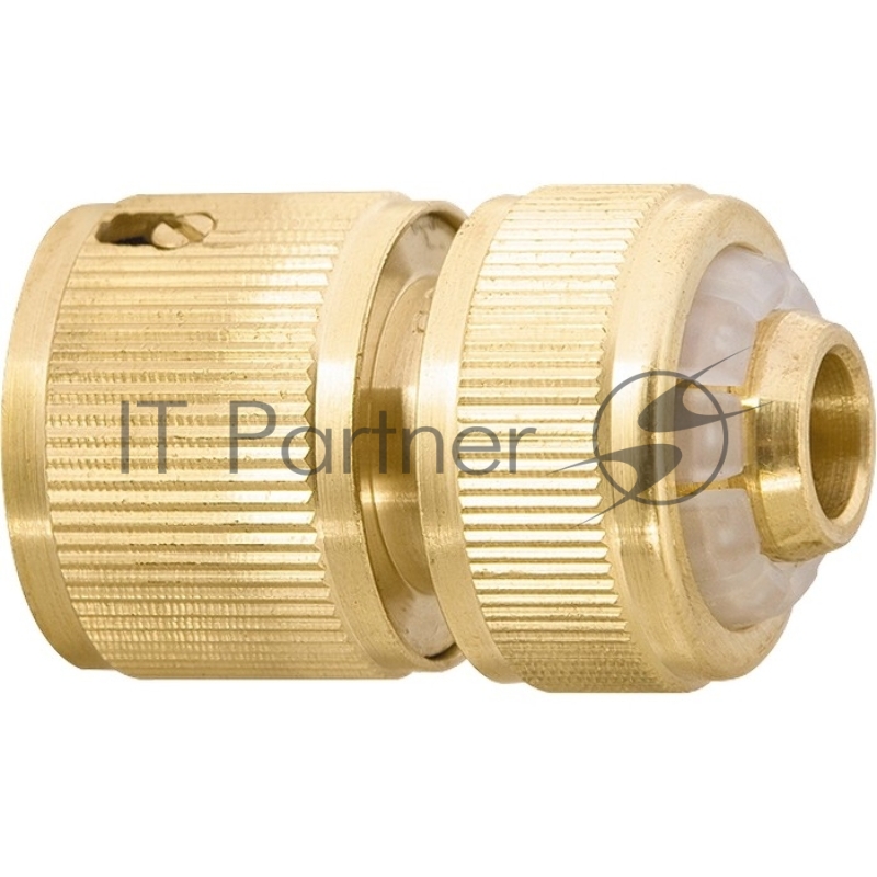 Соединитель латунный быстросъемный для шланга 1/2, аквастоп// Palisad