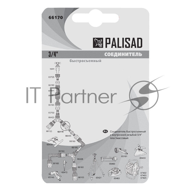 Соединитель пластмассовый быстросъемный, внутренняя резьба 3/4, аквастоп// Palisad